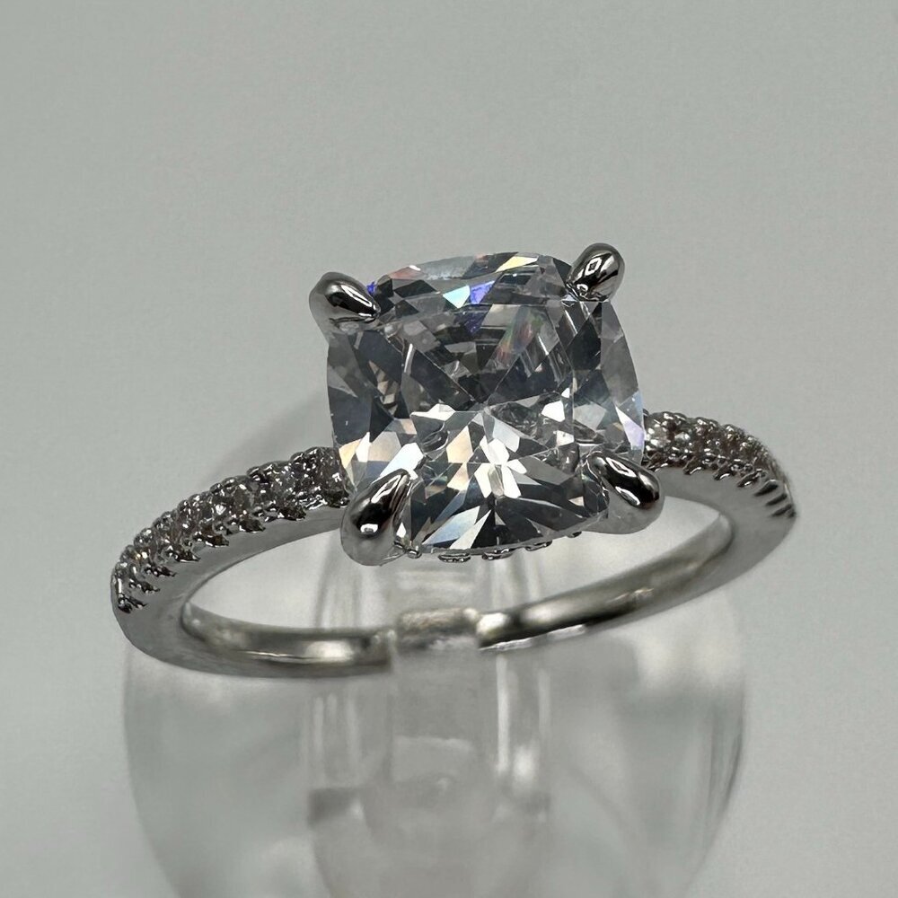 Womens Silver Plated Brass Ring Cubic Zirconia - Picture 9 of 15